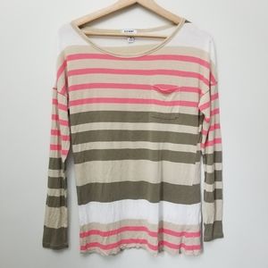 Long sleeve striped pocked tee